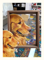 Hand-Painted Glass Pet Portrait Finished Display - Custom Pet Memorial

