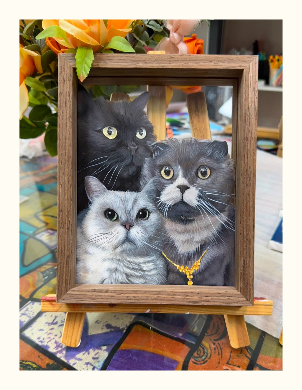 Pet Portrait Glass Painting Frame Display - Permanent Memorial Keepsake

