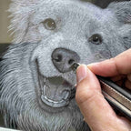 Custom 6-Layer Acrylic Pet Portrait - Handcrafting Process, Artist Engraving Fine Details on Acrylic Layer
