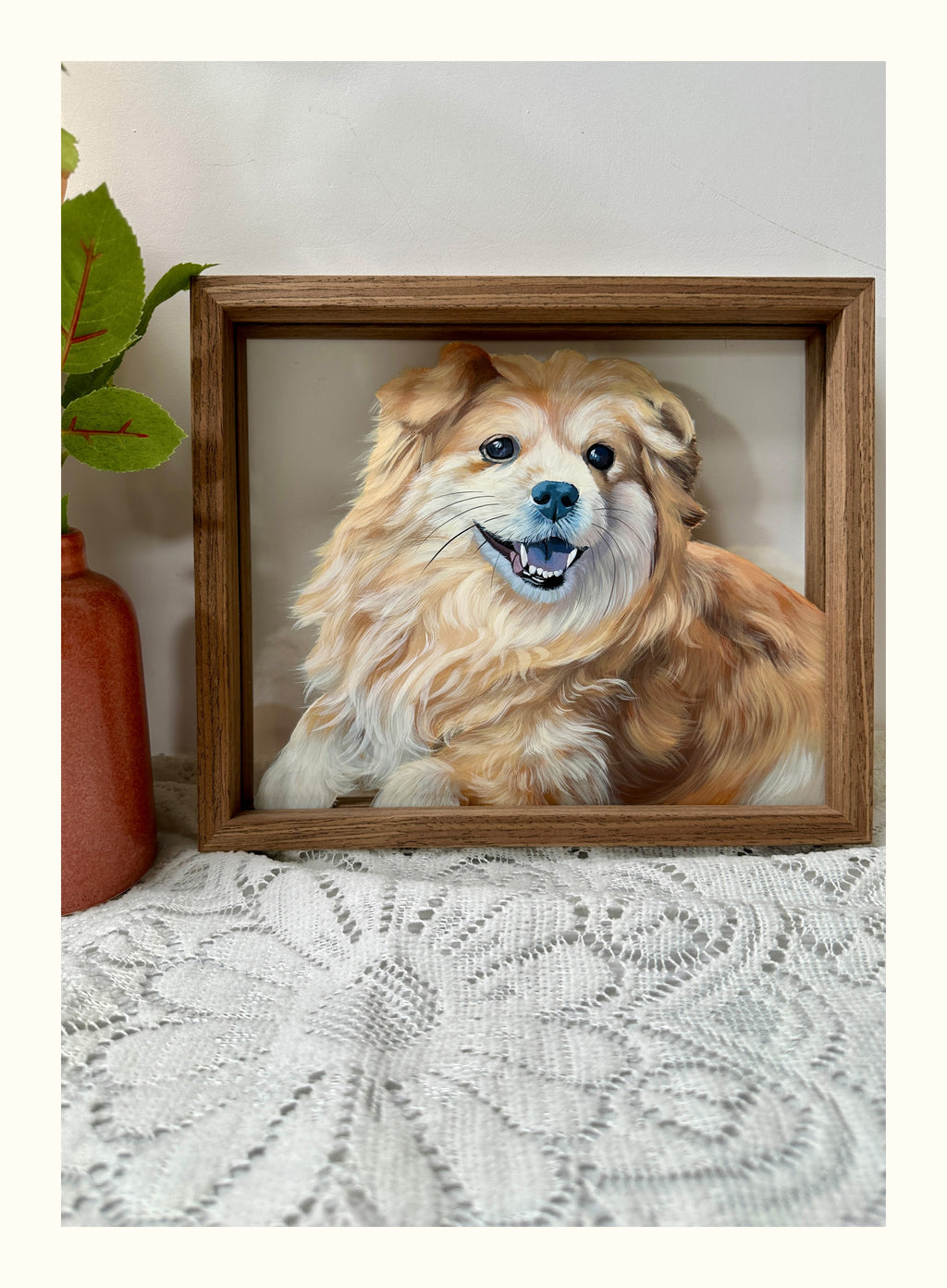 Custom Pet Glass Portrait Detail - Professional Hand-Painted Artwork

