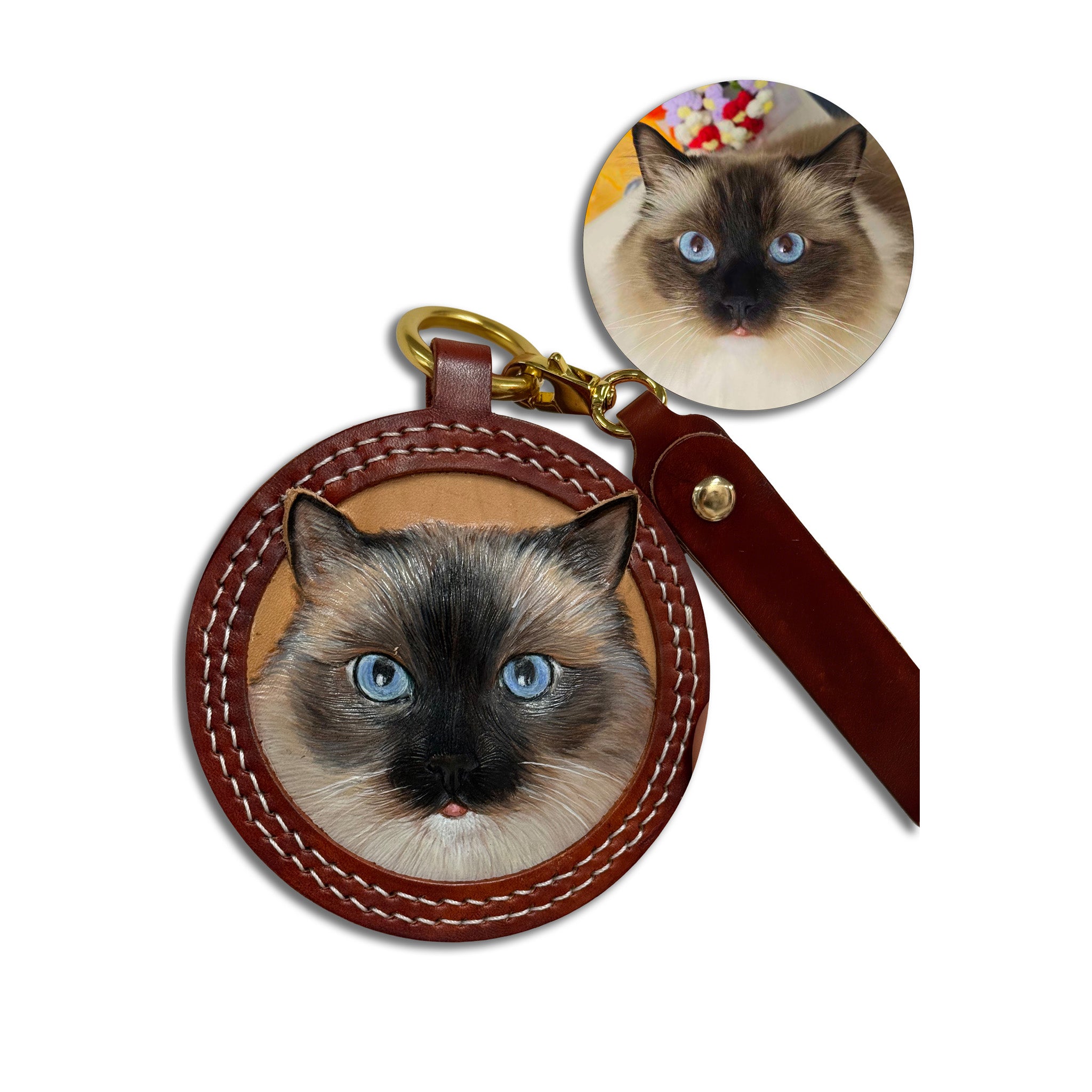 Pet Leather Pendant Detail - Handcrafted Genuine Leather

